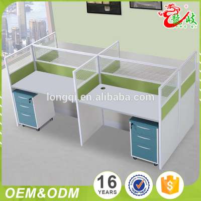 2017 new design 4 people office desk aluminium partition screen 4 seater modern workstation