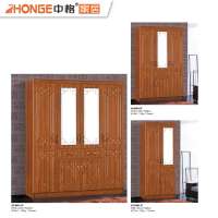 Chinese PVC simple bedroom solid wooden wardrobe designs